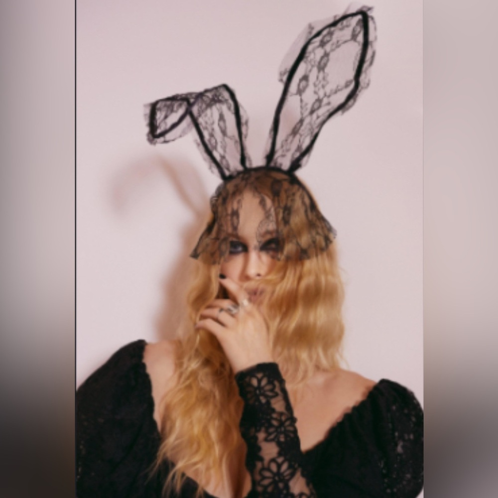 Black Lace Bunny Ear Headpiece